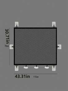 Retractable Breathable Mesh Pet Isolation Gate, No Drilling Installation, With Anti-Drill Suction Cup Hooks For Easier Setup, Convenient Pet Zoning, Suitable For Stairs, Balcony, Kitchen, Bedroom - Black - View 13