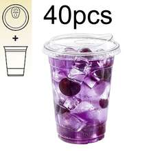 16oz/14oz Set Clear Cups With Lids, Straight Lid Iced Drink Cups, Smoothie Cups, Suitable For Cold Drinks, Juices And Milkshakes - Halloween/Christmas/Birthday Party Essentials [Reusable] - Transparent - View 16
