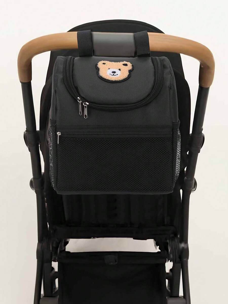 1 buah Tas Penyimpanan Kereta Bayi dengan Patch Beruang Lucu, Keranjang Penyimpanan Popok Multifungsi, Kapasitas Besar, Perlengkapan Penting untuk Para Ibu - MultiWarna - View 1