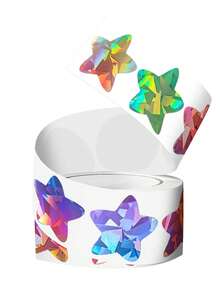 500 Labels/Roll Shiny Holographic Laser Multi-Color Star Self-Adhesive Stickers 1 Inch 8 Colors DIY Decorative Craft Behavior Chart Student Planner School And Classroom Teacher Supplies PVC Waterproof Self-Adhesive - Laser Star 2 - View 6