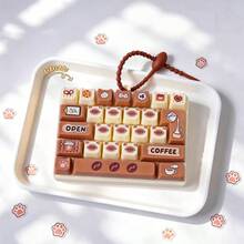 Cat Bakery Theme 26 Grid Mini Keyboard Fidget Toy Keychain, Cute Kitten Coffee Bread Cake Cartoon Click Button Sensory Fidget Toy, Portable Anxiety Stress Relief Bag Pendant Gift - Multicolor - View 10