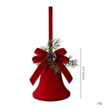 Christmas Red Cute Exquisite Bell Nordic Style Flocked Bow Hanging Ornament, Christmas Window Hanging Decoration - Red - View 22