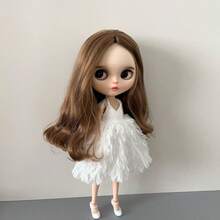 Doll Feather Skirt Outfit For Blythe, OB24, Azone 19 Jointed Body, YMY22 Doll Clothes - Pink - View 3