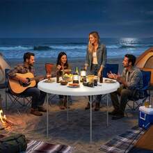 Camping Table, Foldable, PE, 120 X 120 X 74 Cm, For Camping, Picnics And Outdoor Use, White - White - View 9