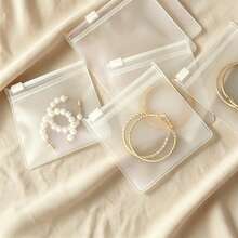 10/30pcs Thick Soft Frosted Transparent EVA Zipper Jewelry Storage Bags, Anti-Oxidation Anti-Dust Portable Storage Pouches, Suitable For Earrings, Rings, Bracelets, Earphone Cables, Makeup Sponges, Travel, Dorm, Home, Vacation Multi-Purpose Storage Bags - White - View 8