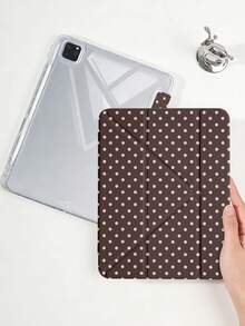 1件棕粉波點平板保護殼，相容 iPad Mini6/7/Air/Air2/9.7/10.2/10.5/10.9 (Air4-Air8)/Pro 11/10th Gen/A16/Pro 11 2024，彩繪圖案平板套，透明壓克力背殼，絲綢質感 8 折支架，自動休眠/喚醒，內建筆槽，不含筆，部分機型附相機框 - 彩色 - 查看 7