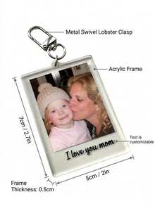 Custom Photo Acrylic Keychain, Personalized Couple Name Bag Charm, DIY Photo Key Chain, Cute Bag Pendant Accessory, Valentine's Day Gift - Multicolor - View 10
