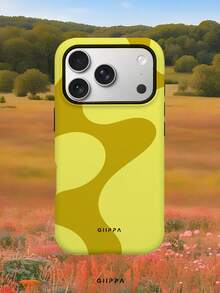 1pc Yellow-Brown Asymmetrical Wavy Pattern Design, Phone 17 Pro Max Phone Case, Compatible With Phone 16 Pro Max, 15 Pro Max, 14 Pro Max, Korean-Style High-End Fashion Fun Phone Case, Suitable For 11/12/13/14/15/16 Pro Max Plus, Elegant Design For Men And Women, Perfect Gift For Girlfriend On Christmas, Valentine's Day, Easter, Wedding Season And Birthday! - Yellow - View 8