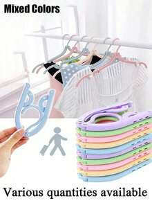 10 buah Gantungan Baju Lipat untuk Perjalanan, Gantungan Bra Anti Selip Portabel, Gantungan Pakaian Hemat Ruang Ukuran Saku, Cocok untuk Perjalanan, Hotel, dan Penggunaan di Rumah, Warna Acak - View 2