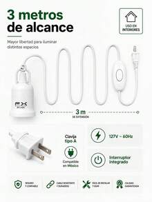 3m E27 Light Socket Extension Cord With Switch, E27 Bulb Socket Power Extension Cable - US A Type Plug(110-127V) - View 9