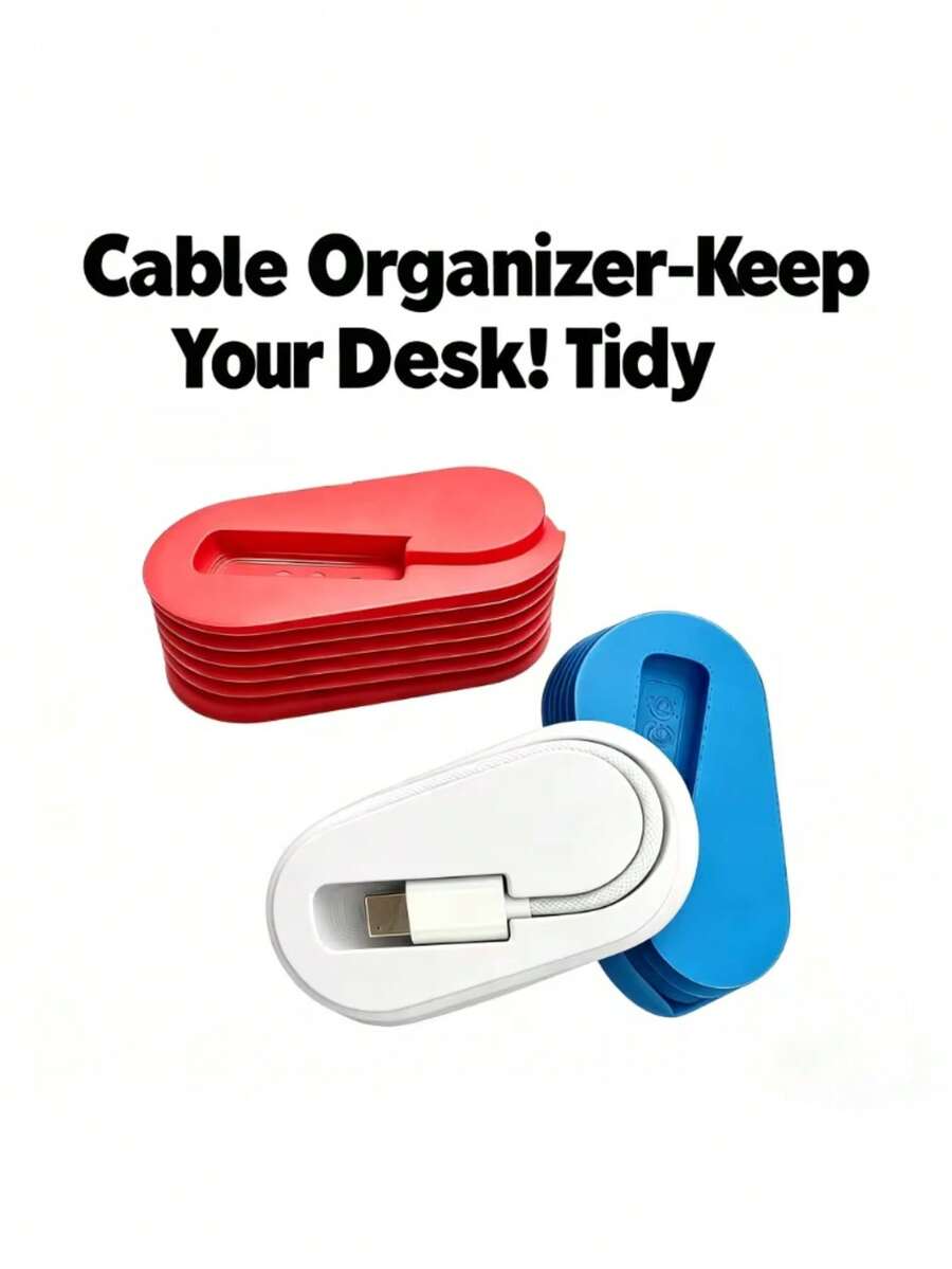 Portable Cable Winder, Desktop & Travel Cable Organizer, Compact Reusable Charging Cable And Earphone Storage Holder, Compatible With Apple 39.37 Inch USB-C Cables - Multicolor - View 1