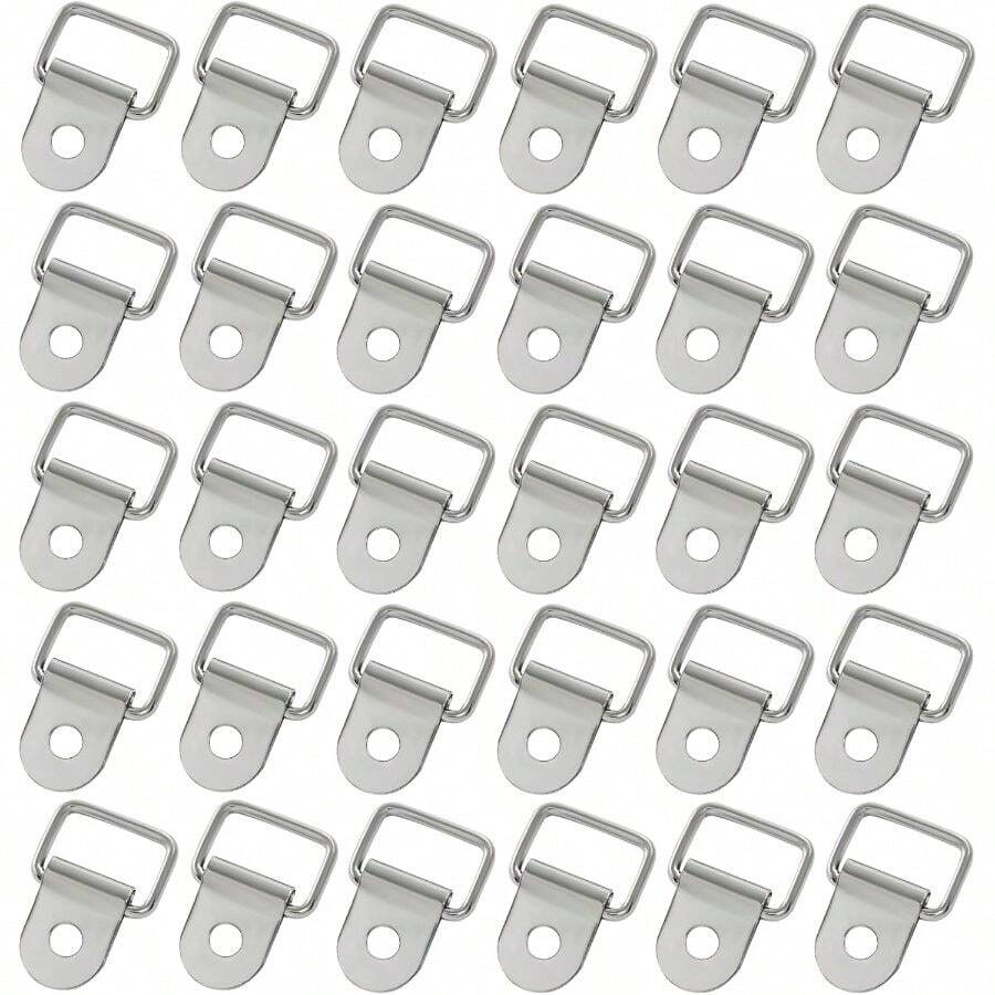 Heavy Duty D-Ring Tie Downs, Silver, 30 Pcs Small Tie Down Anchor, Lashing Ring, RV Car Truck Boat Trailer SUV Cargo - A - View 1