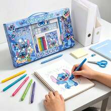 1 Set Popular Stationery Gift Box Set, Suitable For Children And Students Back To School Season, Cute Blue Pattern Theme 6-Color Ballpoint Pens For Classroom Daily Learning, Portable Student Supplies Set, Perfect First Day Of School And Birthday Gift For Toddlers, Essential Classroom Supplies For School Season, Cute Reward Gift For Elementary School Boys And Girls, Random Style - Multicolor - View 6