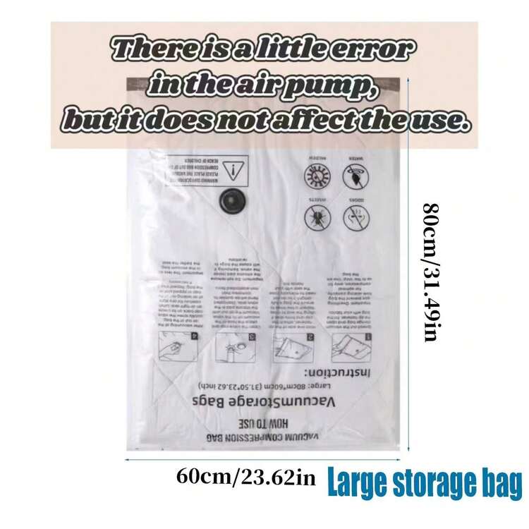 Reusable Vacuum Compression Bags, Luggage Packing & Storage Bags, Quilt & Clothing Moisture-Proof Dust-Proof Organizer Bags, Seasonal Storage Space-Saving Bags - Black - View 8
