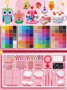 24/96 Colors Hot Melt Beads Creative Handmade Set, Includes Square Board, Multi-Layer Storage Box, Ironing Paper, Colorful Keychains, Decorative Accessories And Hanging Rope, Suitable For DIY Enthusiasts To Make Decorative DIY Puzzles, Easter Applicable - Multicolor - View 1