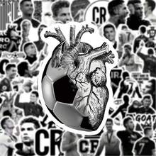 FIFA 50張 C羅 Cristiano Ronaldo 足球貼紙，黑白照片，7號球衣，賽場動作與肖像圖案，適合球迷 - 彩色 - 查看 3