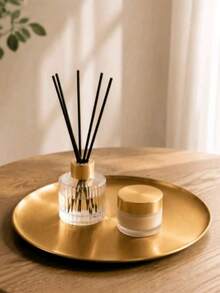 1pc Gold Minimalist Desktop Organizer Tray, Stainless Steel Bathroom Tray, Jewelry Tray, Jewelry Storage Box, Jewelry Organizer Rack, Perfume Tray, Scented Candle Tray, Wedding Room Home Decor, Vintage Decoration - Gold - View 1