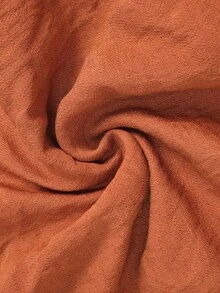 Plus Size Women's Bohemian Style Ruffle Hem Cinched Waist Round Neck Long Sleeve Blouse - Burnt Orange - View 5