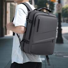 1pc Men's Business Backpack, Leather-Like Waterproof Travel Bag, Large Capacity Multi-Compartment Laptop Backpack, Expandable School Bag, Anti-Theft - Multicolor - View 7
