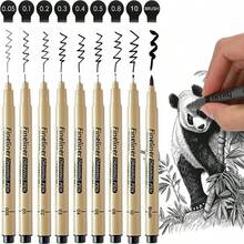 Bộ 12 bút vẽ viền Micro-Liner ngòi nhọn, nhiều kích cỡ, mực đen, chống nước, bút marker phác thảo cho họa sĩ, vẽ anime, viết nhật ký và đi nét - Màu sắc ngẫu nhiên - Xem 5
