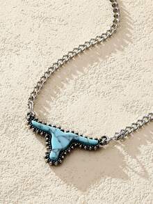 Nocturel 3pcs Set Turquoise Cow Pattern Necklace Set For Women - Multicolor - View 2