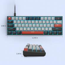 MageGee Star61 Mini Gaming Mechanical Keyboard, 60% Layout 61 Keys, Blue LED Backlit, Wired NKRO Multi-Device Gaming Keyboard, Optional Custom Red/Blue/Brown Switches, Suitable For Laptop PC Gamers - Black - View 7