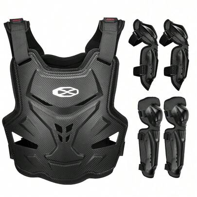 1pc Motorcycle Armor, Black Off-Road Motorcycle Armor, Motorcycle Protective Gear Backpack, Chest & Back Protector For Motorcycle Racing, Knee & Elbow Pads, Essential Motorcycle Chest & Back Protector For Riders, Gift For Motorcycle Riders (Men & Women)