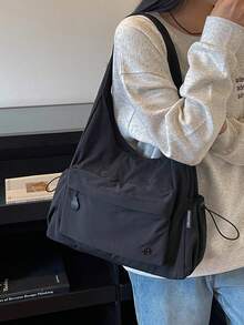 New Solid Color Casual Minimalist Multi-Pocket Women's Shoulder Bag, Suitable For Commuting And Shopping - A - View 7