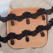 1/5"復古刺繡蝴蝶蕾絲飾邊，花卉蕾絲緞帶附扇形流蘇邊，縫製裝飾蕾絲，適用於婚紗、新娘面紗、內衣、裙子、衣物、DIY手工、服飾包邊與居家裝飾 - 多色G - 查看 1
