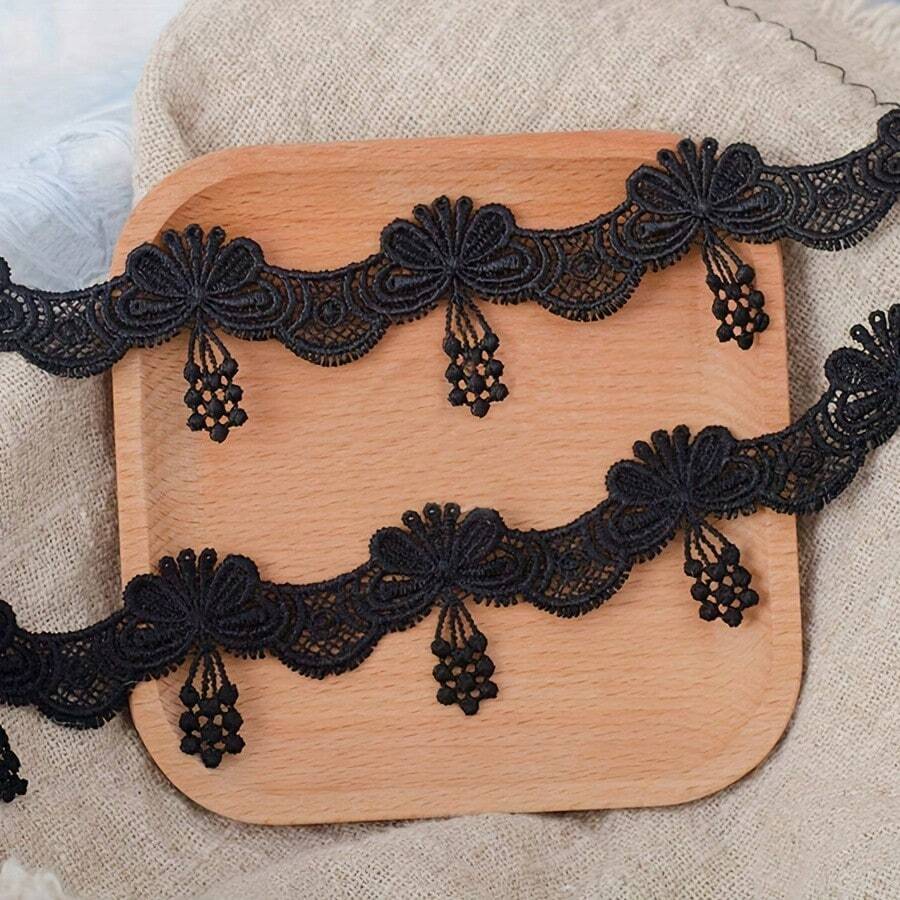 1/5"復古刺繡蝴蝶蕾絲飾邊,花卉蕾絲緞帶附扇形流蘇邊,縫製裝飾蕾絲,適用於婚紗、新娘面紗、內衣、裙子、衣物、DIY手工、服飾包邊與居家裝飾 - 多色G - 查看 1