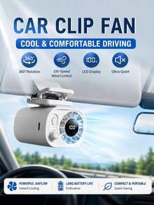 Portable Clip Fan With LED Display, Rechargeable Mini Fan With 1400mAh Battery, 100 Speed Wind Control, 360° Rotation Adjustable Cooling Fan, USB Charging Personal Fan For Home Office Car Travel - Clip-on - View 2