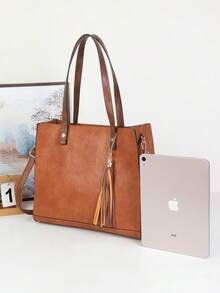 Handbag With External Coin Purse And Toiletry Bag, Shoulder Strap And Large Crossbody Strap - Brown - View 5