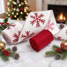 Christmas Classic Red Snowflake Ribbon 2 Rolls - 6.3cm/2.5inch Wide, Total Length 5.9m - For Holiday Gift Wrapping, Christmas Tree Wreath Bows, Indoor And Outdoor Decoration - Red + Snowflake - View 3