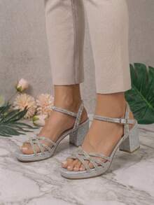 Women Heeled Sandals - Silver - View 4