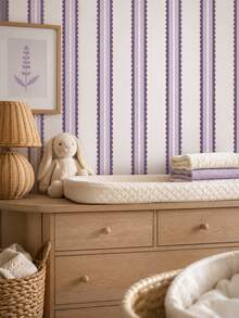 SUPSTICKER Retro Boho Scalloped Stripe Wallpaper, Removable Matte Finish, 40x120cm/40x300cm, For Bedroom, Living Room & Entryway - 1PC - View 8
