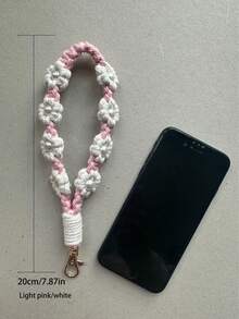 1pc Handmade Woven Daisy Flower Crossbody Handbag With Phone Chain Lanyard Cotton Rope Keychain - Multicolor - View 12