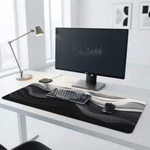 Elegant Grey Fluid Art Design Large Extended Gaming Mouse Pad, Non-Slip Rubber Base, Smooth Glide Surface, Multi-Functional Workspace Mat For Computer Office Home Study, Modern Abstract Desktop Decor - A - View 10