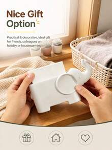 Cute Elephant Desktop Storage Box Stationery Memo Paper Holder Student Dorm Home Office Desk Organizer Multi-Function Card Holder Pen Holder Gift - View 6