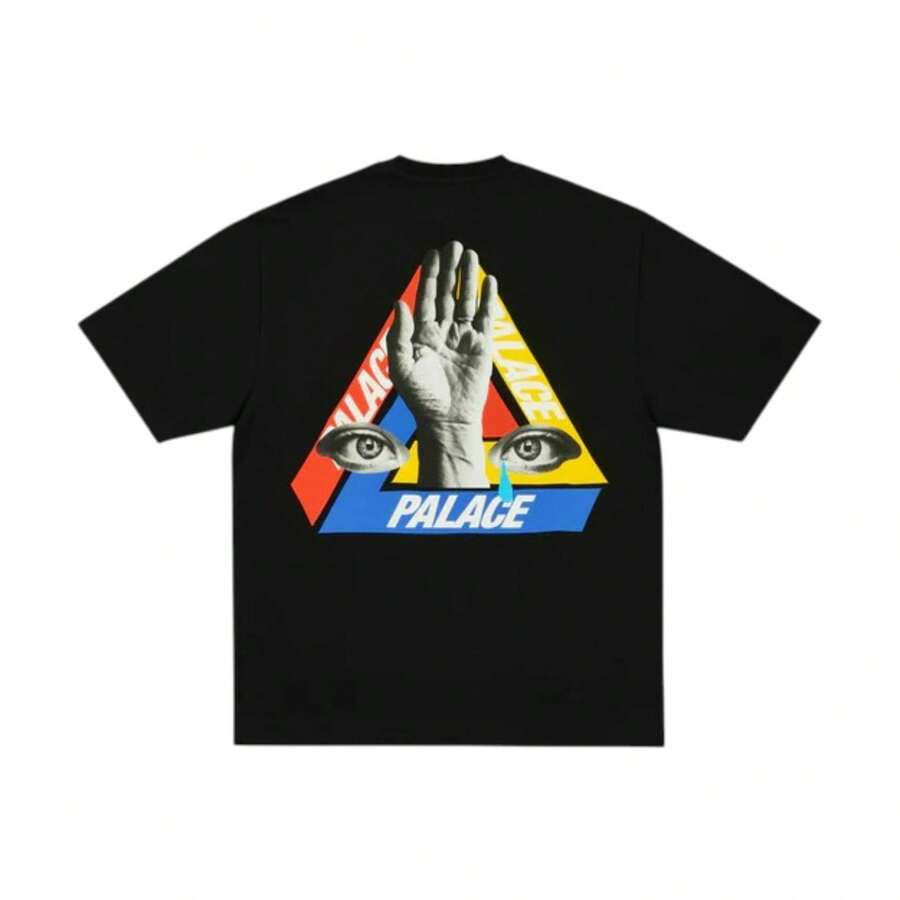 Camiseta de algodón unisex de gran tamaño, con cuello redondo y estampado gráfico Y2K, adecuada para el estilo skate y hip hop. - Negro - Ver 1