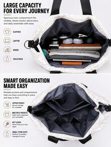 NBCT Large Capacity Waterproof Shiny One Shoulder Crossbody Travel Storage Bag, Multi-Pocket Design, Versatile Luggage Bag For Fitness, Swimming, Short Trips And Business Travel - Silver - View 4