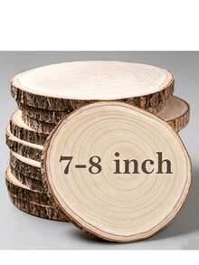6 Pcs Large Wood Slices For Centerpieces, 7-8 Inch Wood Round | Wood Rounds Crafts Decors For Rustic Wedding Decor, Centerpiece Table Decorations - A - View 1