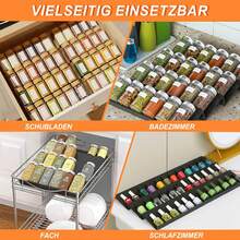 Schubladeneinsatz für Gewürze mit einstellbarer Breite 35–65 cm, verstellbarer Gewürzhalter, Ordnungssystem als Gewürz Organizer für Küchenschubladen - Schwarz - Übersicht 4