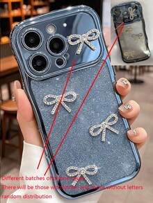 Casing Ponsel Mewah Lucu Berkilau dengan Hiasan Pita Berlian Imitasi, Kompatibel dengan iPhone 17 Pro Max 17 Pro 17 16 Pro Max 16 Pro 16 15 Pro Max 15 Pro 15 14 13 17 Air, Casing Lembut dengan Tepi Bergelombang, Hadiah untuk Wanita dan Anak Perempuan - Biru - View 4