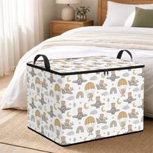 1PC Cute Pink Bow Print Foldable Flip-Top Zipper Storage Box, Sweet Bow Pattern Decorative Storage Box, Multi-Functional Household Organizer, Perfect For Storing Clothes And Miscellaneous Items, Suitable For Bedroom Wardrobe And Home Decoration. - Multicolor - View 1