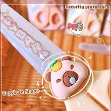 1pc Capybara Stainless Steel Scissors - Cute Multi-Purpose Fabric And Craft Scissors, Animal Capybara Design, Suitable For Office, Sewing, Durable, Easy To Use And Art Supplies - Multicolor Random - View 3