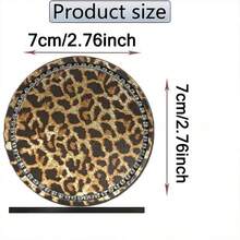 2pcs Fine Leopard Print Rhinestone Cup Coasters, New Style, Delicate Leopard Pattern With Sparkling Rhinestones, Fits Car Cup Holders, Protects And Enhances Car Interior Atmosphere - 2pcs New Rhinestone Leopard Print Coasters - View 4