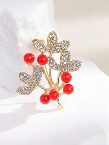 1pc Chinese Style Money Tree Red Lucky Brooch For Women, Designer Pin For Suit And Coat, Premium Accessory - Multicolor - View 6