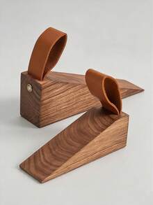 1pc Solid Wood Door Stopper, Creative Raised Anti-Collision Door Wedge, Movable Hanging Top-Mounted Wooden Door Buffer Pad For Bedroom, With Non-Slip Pad At Bottom - Multicolor - View 8