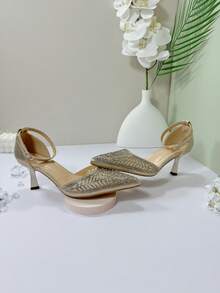 Women's Elegant Gold Pointed Toe Stiletto High Heels, Suitable For All Seasons - Gold - View 5