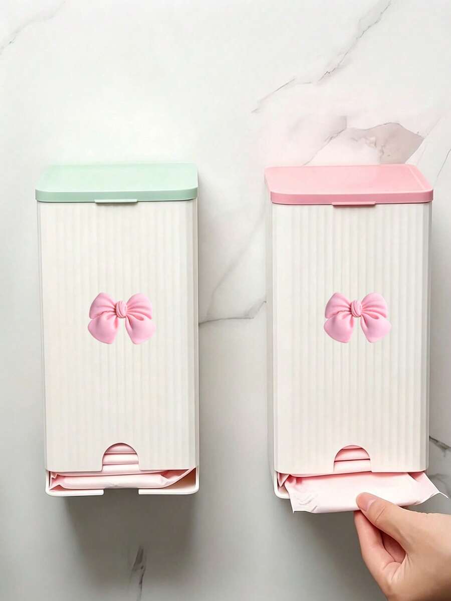 Light Luxury Wall-Mounted Tissue And Women'S Care Storage Set - Includes Lid, Storage Box, And Pads, Flip-Top Dust-Proof All-In-One Design With Multi-Functional Compartments, For Categorizing Toilet Paper, Sanitary Pads, And Underwear - Multicolor - View 1